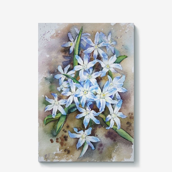 Холст «Акварель Голубые цветы»