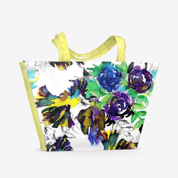 Пляжная сумка «Птицы и цветы»
