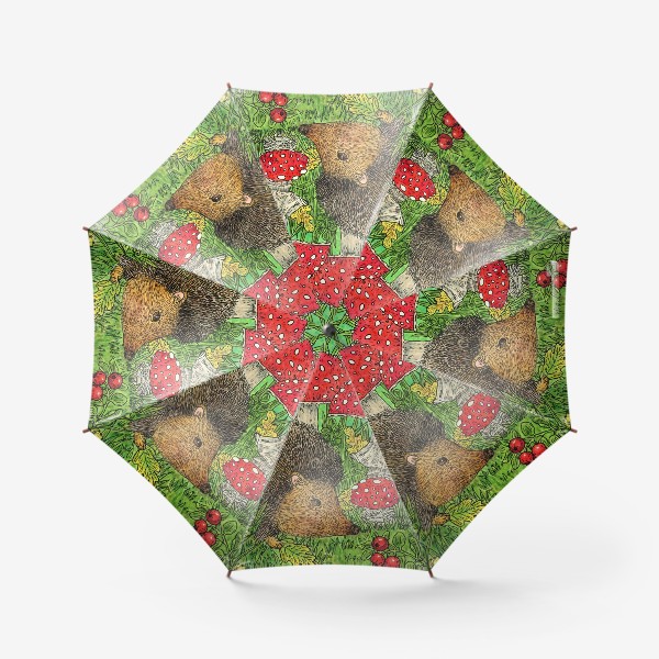 Зонт «Маленький ежик и мухоморы»