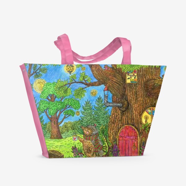 Пляжная сумка «Уютная осень маленького ежика»
