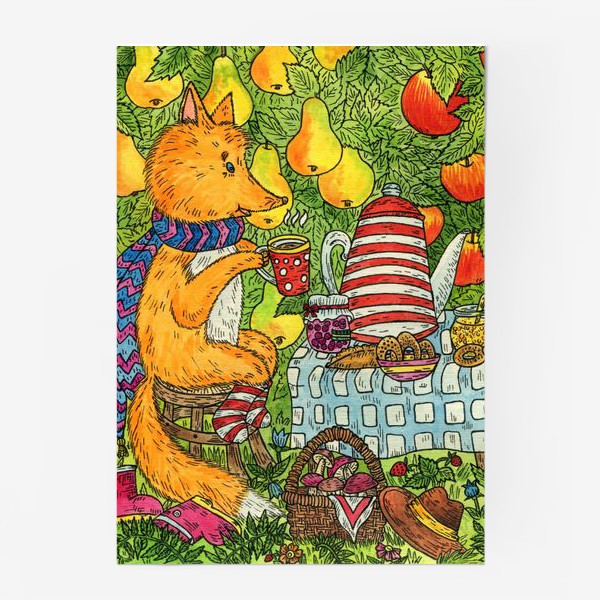Постер «Лис и кот пьют чай в саду»