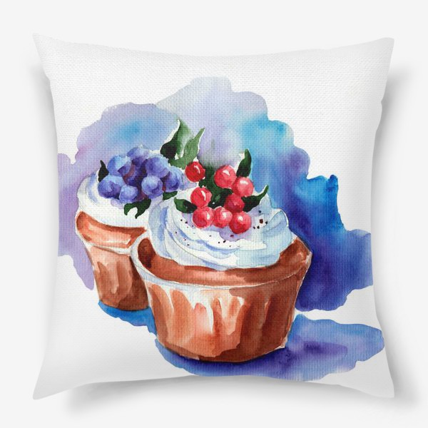 Подушка «Маффины с ягодами и кремом»