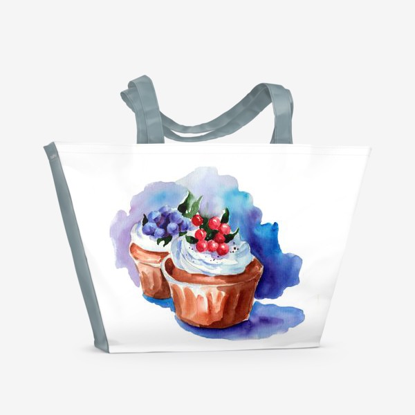 Пляжная сумка «Маффины с ягодами и кремом»