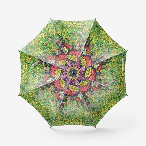Зонт «Розы и грибы. Лесная сказка»