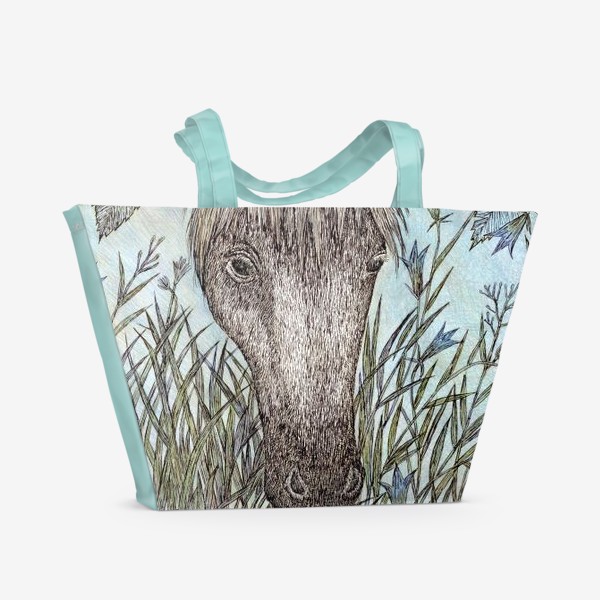 Пляжная сумка «Лошадь и лесные колокольчики»