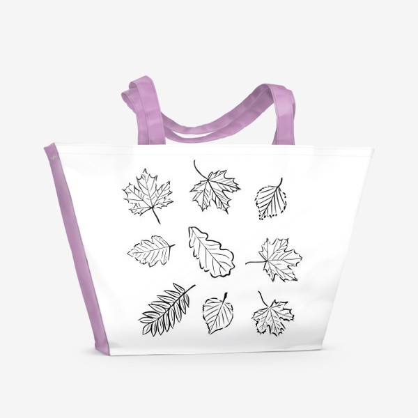 Пляжная сумка «Чёрно-белые листья»