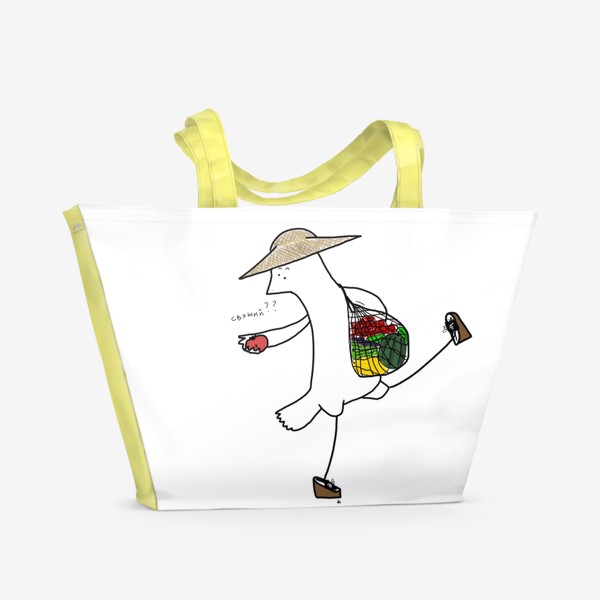 Пляжная сумка «Птица на летнем рынке»