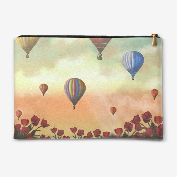 Косметичка «Воздушные шары над полем тюльпанов »
