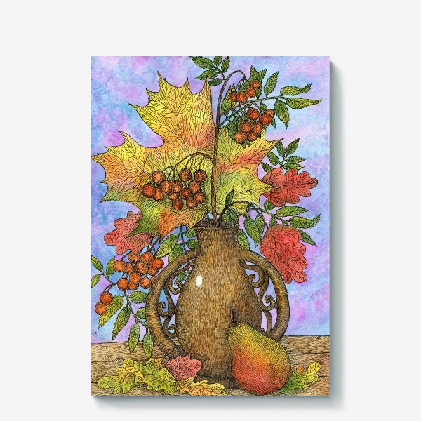 Холст &laquo;Осенний букет из листьев и ягод&raquo;