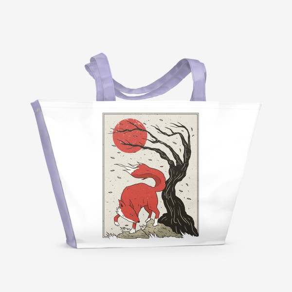 Пляжная сумка &laquo;Пейзаж с лисой в японском стиле&raquo;