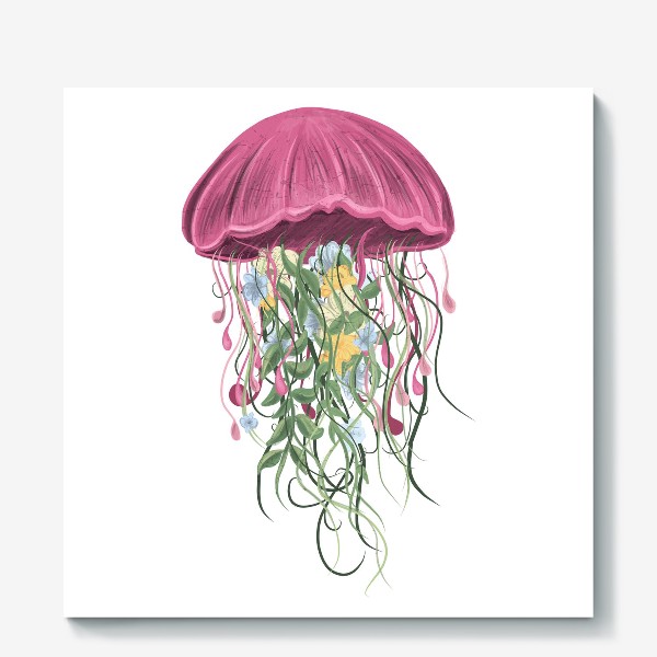 Холст «Медуза и цветы»