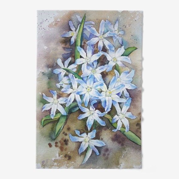 Полотенце «Акварель Голубые цветы»