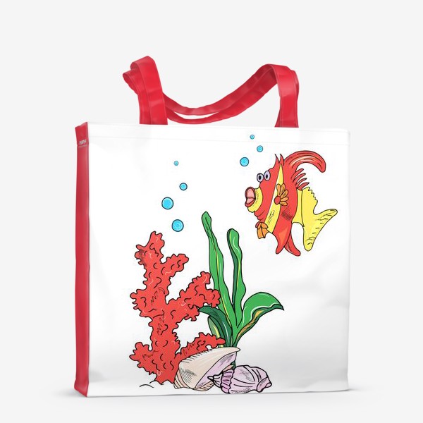 Сумка-шоппер «красная рыбка и кораллы»