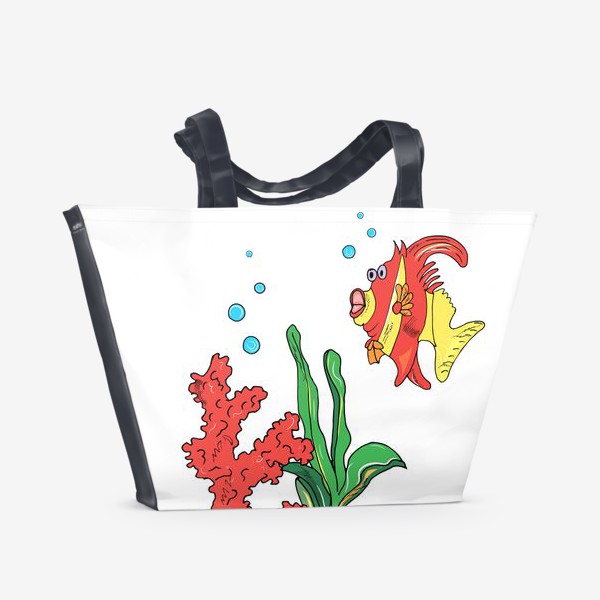 Пляжная сумка &laquo;красная рыбка и кораллы&raquo;
