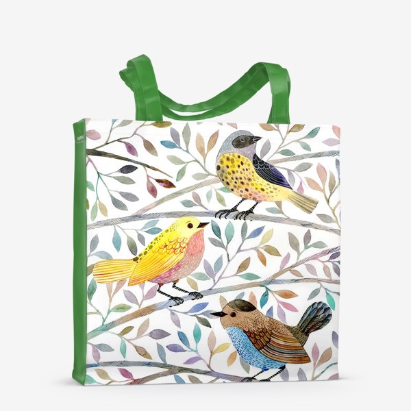 Сумка-шоппер «Птицы на веточках»