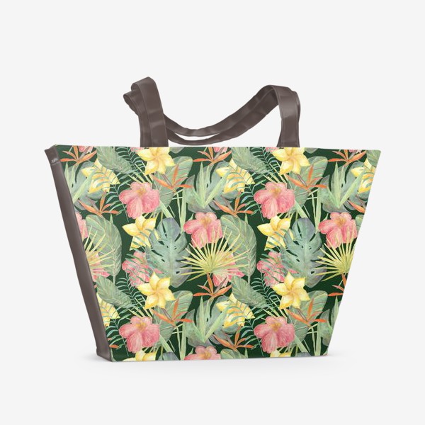 Пляжная сумка «Тропический лес. Листья и цветы джунглей»