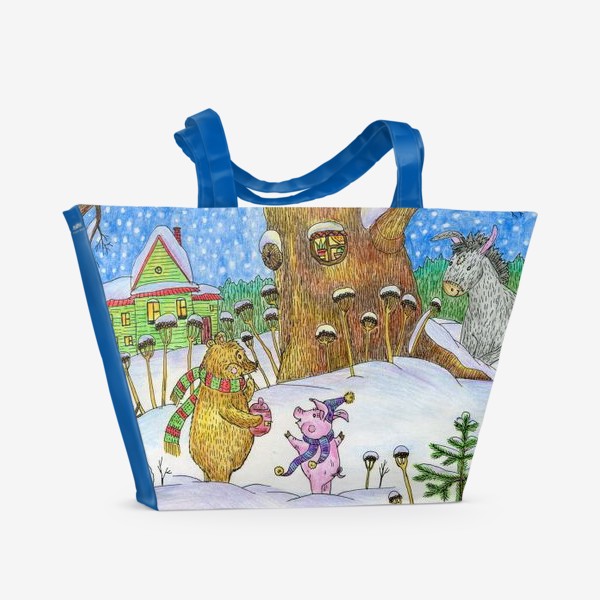 Пляжная сумка «Винни-Пух, Пяточок и ослик Иа-иа »