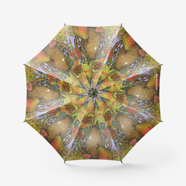 Зонт «Осенний букет из листьев и ягод»