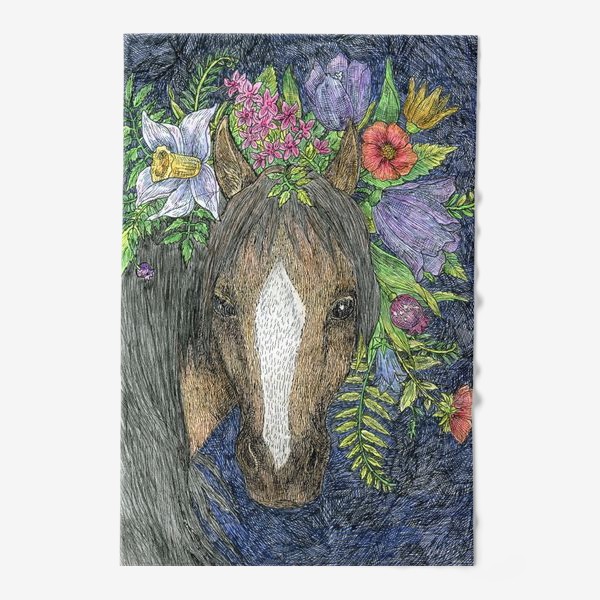 Полотенце &laquo;Лошадь и цветы&raquo;
