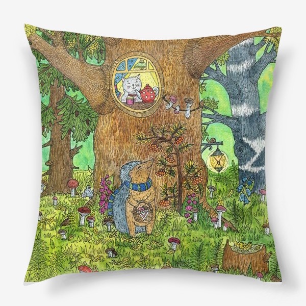 Подушка «Маленький ежик в волшебном лесу»