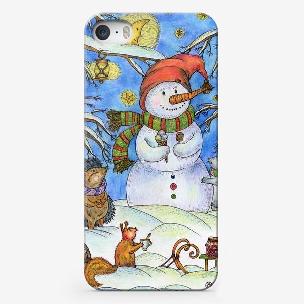 Чехол iPhone «Веселый снеговик»