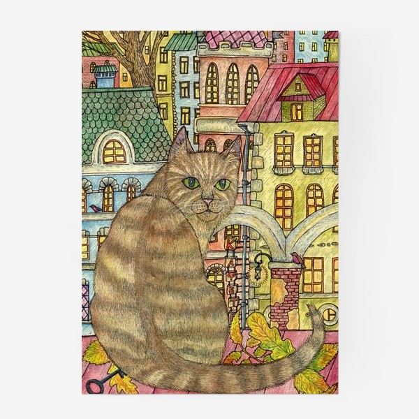 Постер «Кот и осень в старом городе»