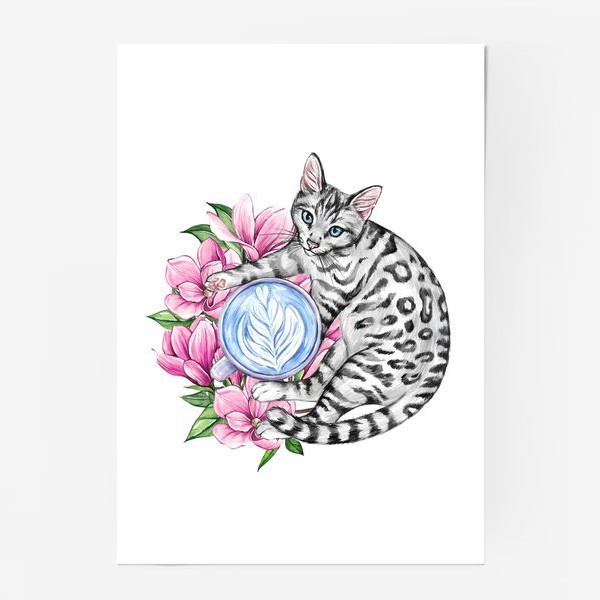 Постер «Котик и магнолия»