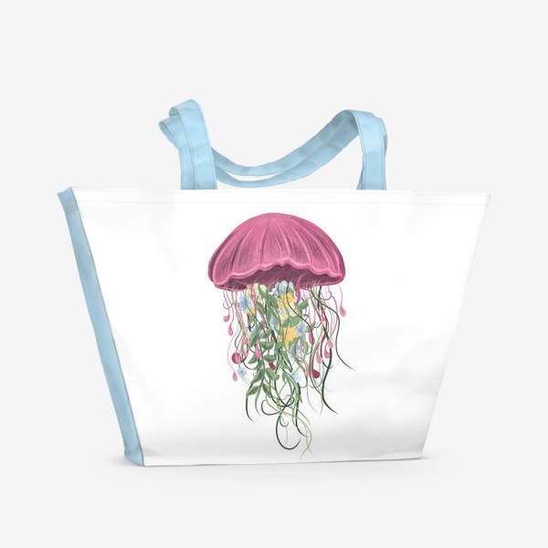 Пляжная сумка «Медуза и цветы»
