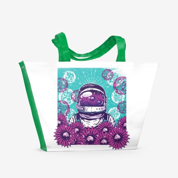 Пляжная сумка &laquo;Космонавт с цветами&raquo;