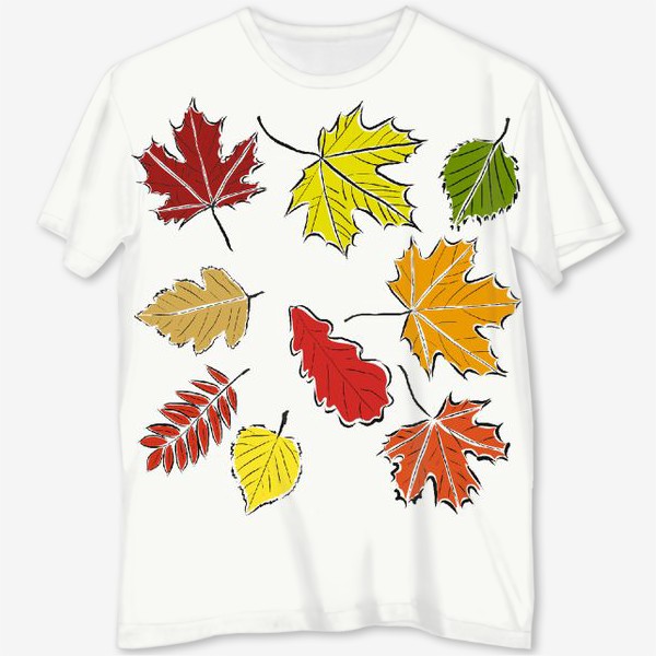 Футболка с полной запечаткой «Осенние падающие листья»