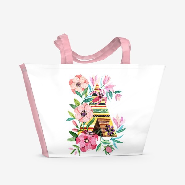 Пляжная сумка «Вигвам с цветами»