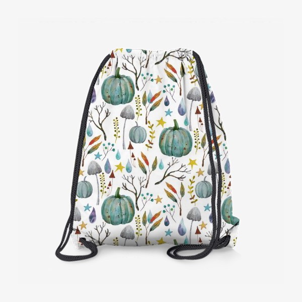 Рюкзак «тыквы, грибы, яркие разноцветные осенние листья и ветки »