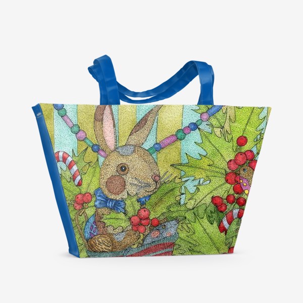 Пляжная сумка &laquo;Плюшевый кролик на Новый год&raquo;