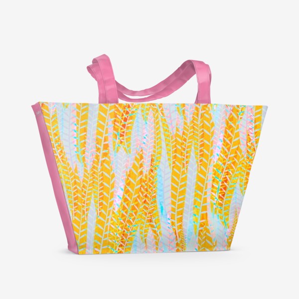 Пляжная сумка «жёлтые листья и перья»