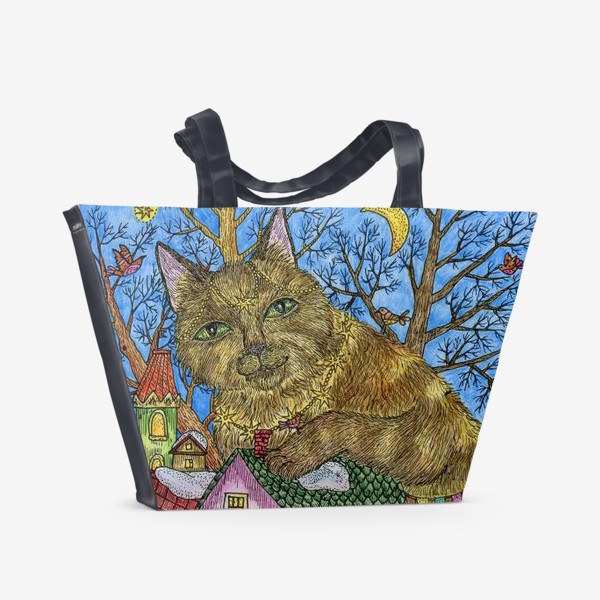 Пляжная сумка &laquo;Большая сказочная кошка&raquo;