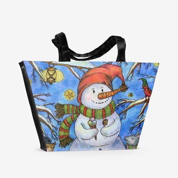 Пляжная сумка «Веселый снеговик»