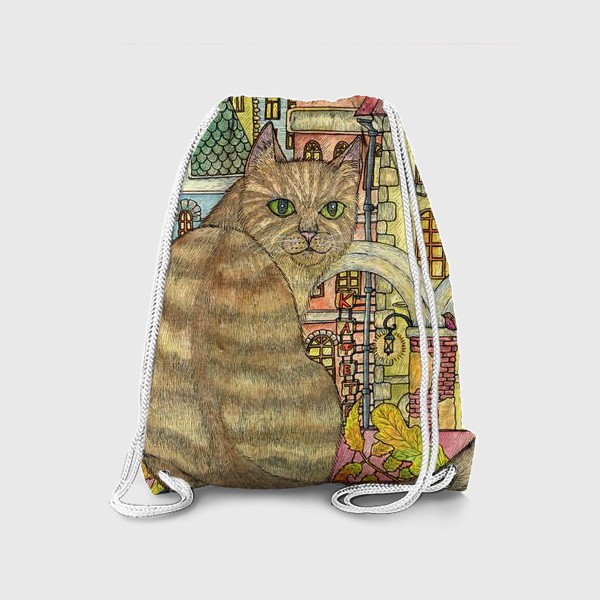 Рюкзак «Кот и осень в старом городе»