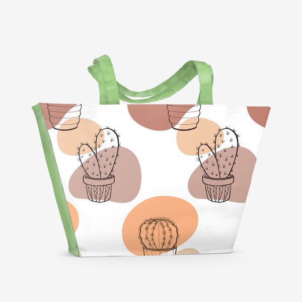 Пляжная сумка «Графичные кактусы, стильная абстракция»