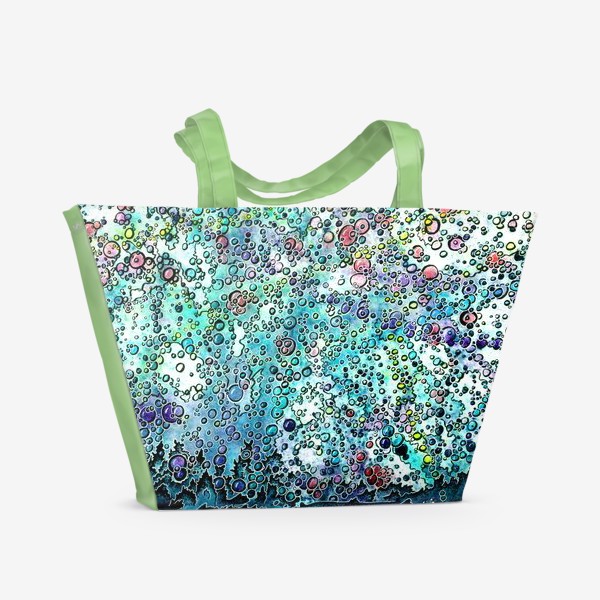 Пляжная сумка &laquo;Цветная абстракция, пузыри, акварель.&raquo;