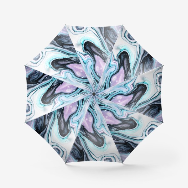 Зонт «розово голубая с черным абстракция FluidArt»