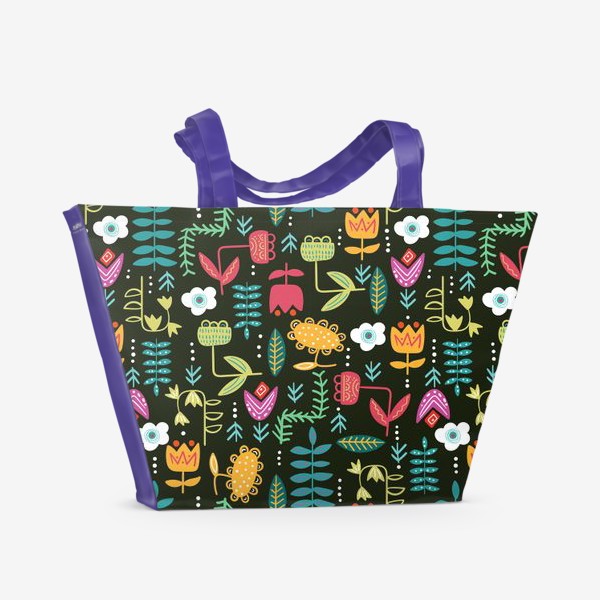 Пляжная сумка «Стилизованные разноцветные цветы»