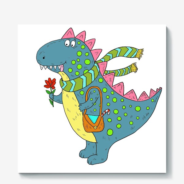 Холст «Веселый динозавр»