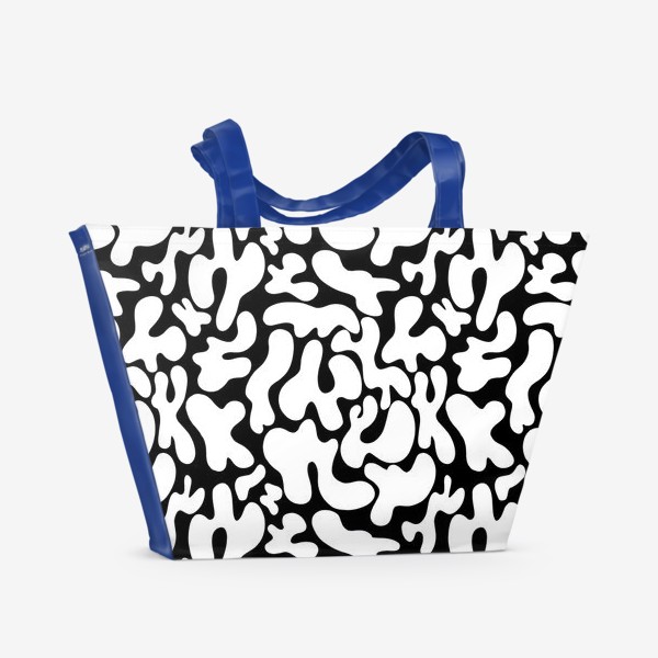 Пляжная сумка &laquo;Абстрактный черно-белый узор из пятен и форм&raquo;