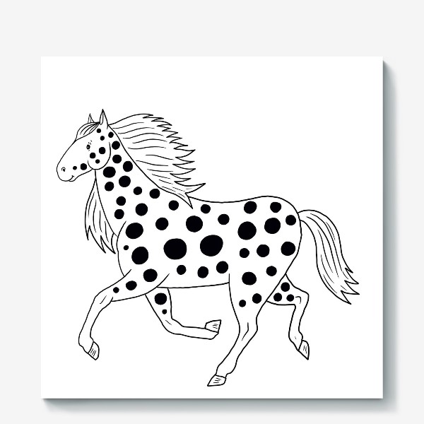 Холст «Бегущая пятнистая лошадь»
