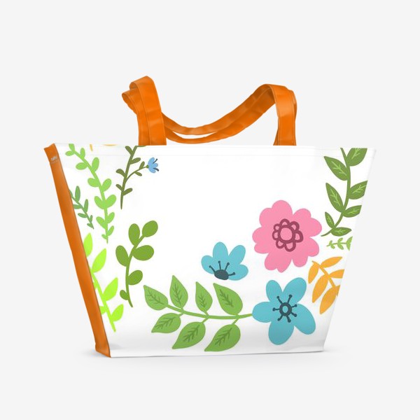 Пляжная сумка «Цветы и веточки»