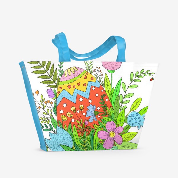 Пляжная сумка «Пасха яйцо и цветы»