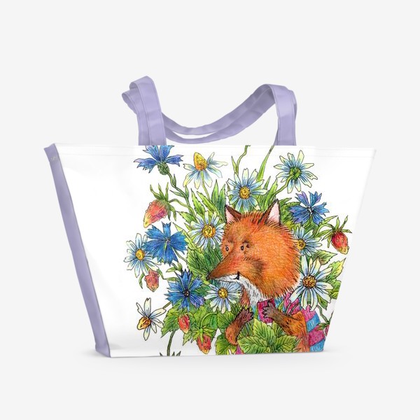 Пляжная сумка &laquo;Лис с букетом цветов&raquo;