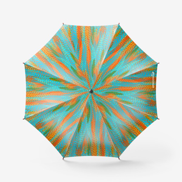 Зонт «бирюзовые перья и листья»