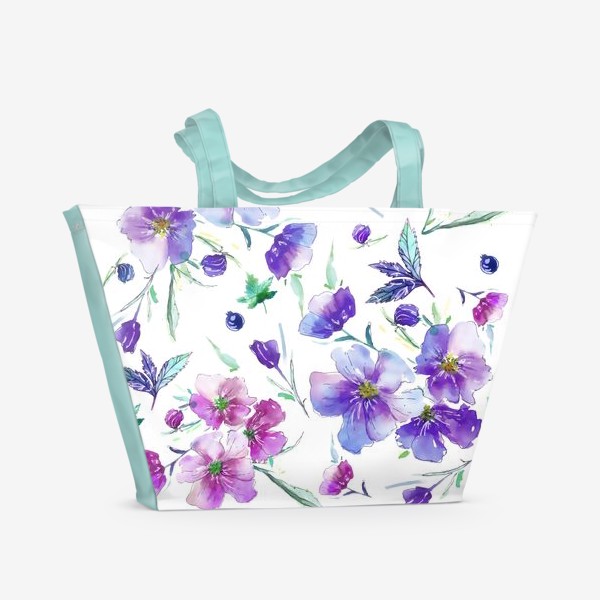 Пляжная сумка «Акварельные нежные цветы»