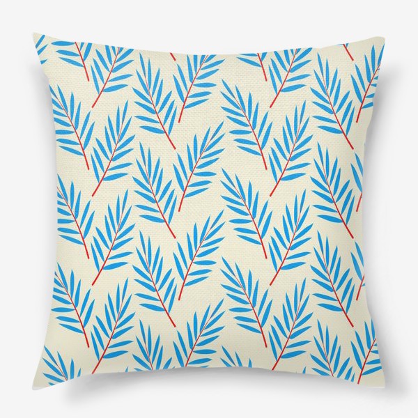 Подушка «голубые пальмовые листья»